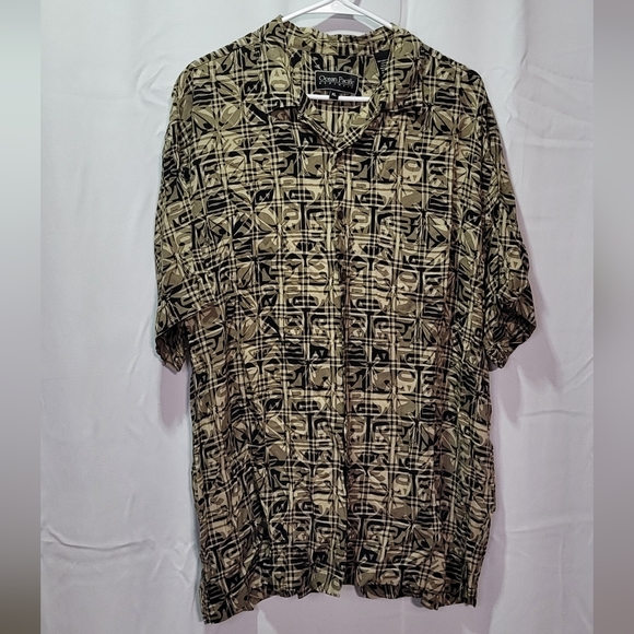 Ocean Pacific Menswear Other - Ocean Pacific Men's Tan Floral Hawaiian Button Down Short Sleeve Shirt Size XL